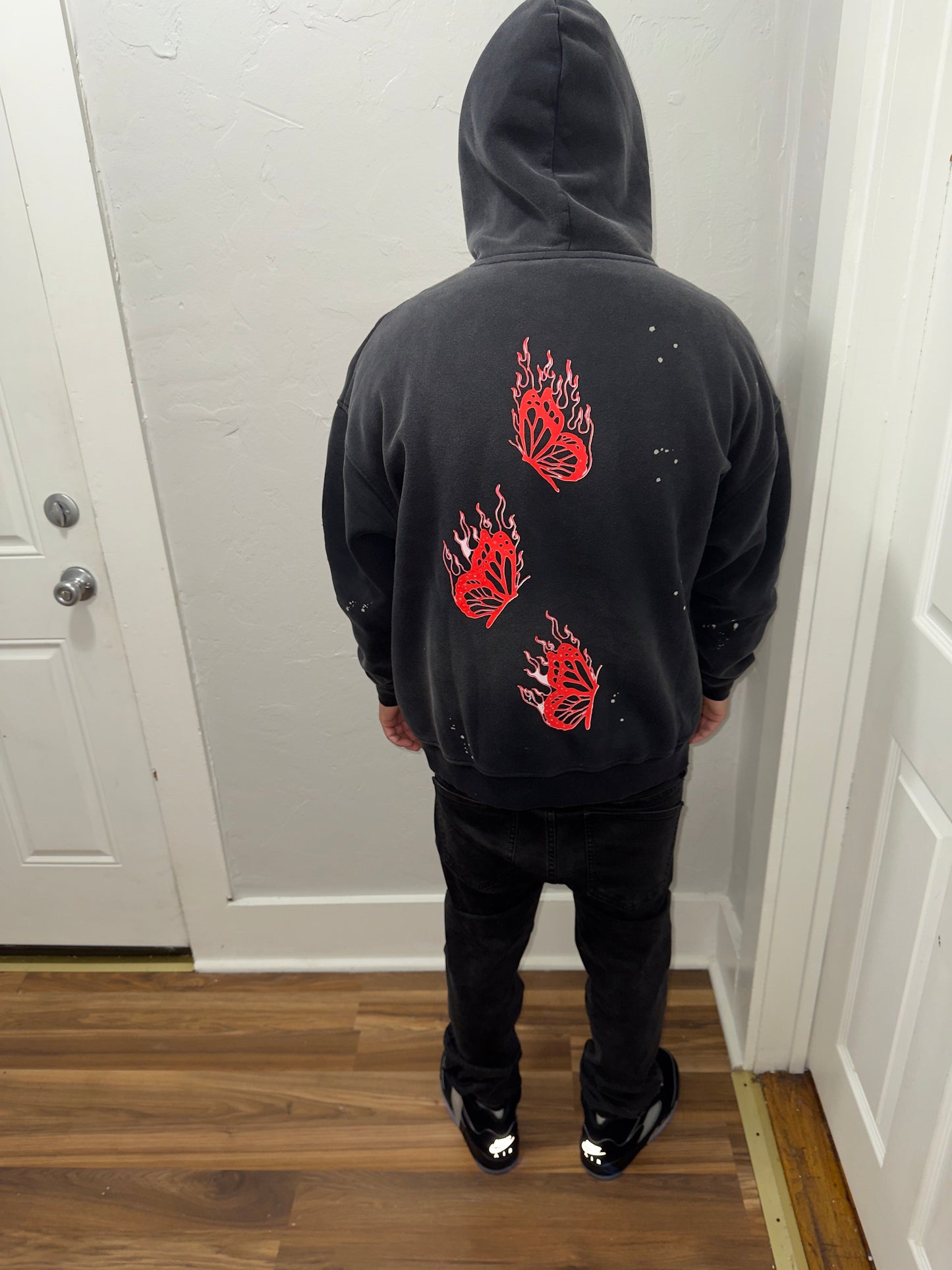 Vintage Wash Frayed Fleece Hoodie - 360 GSM