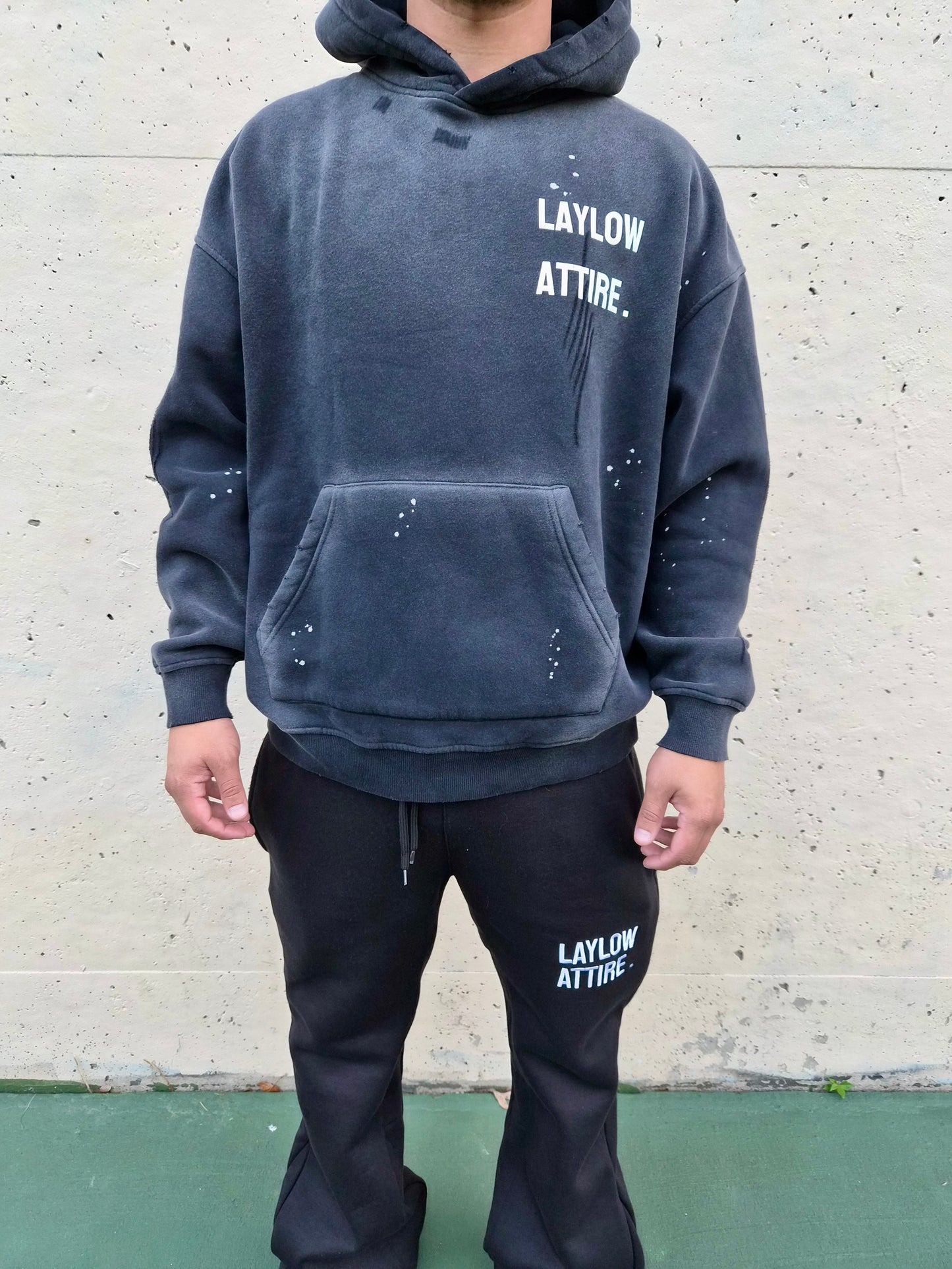 Vintage Wash Frayed Fleece Hoodie - 360 GSM