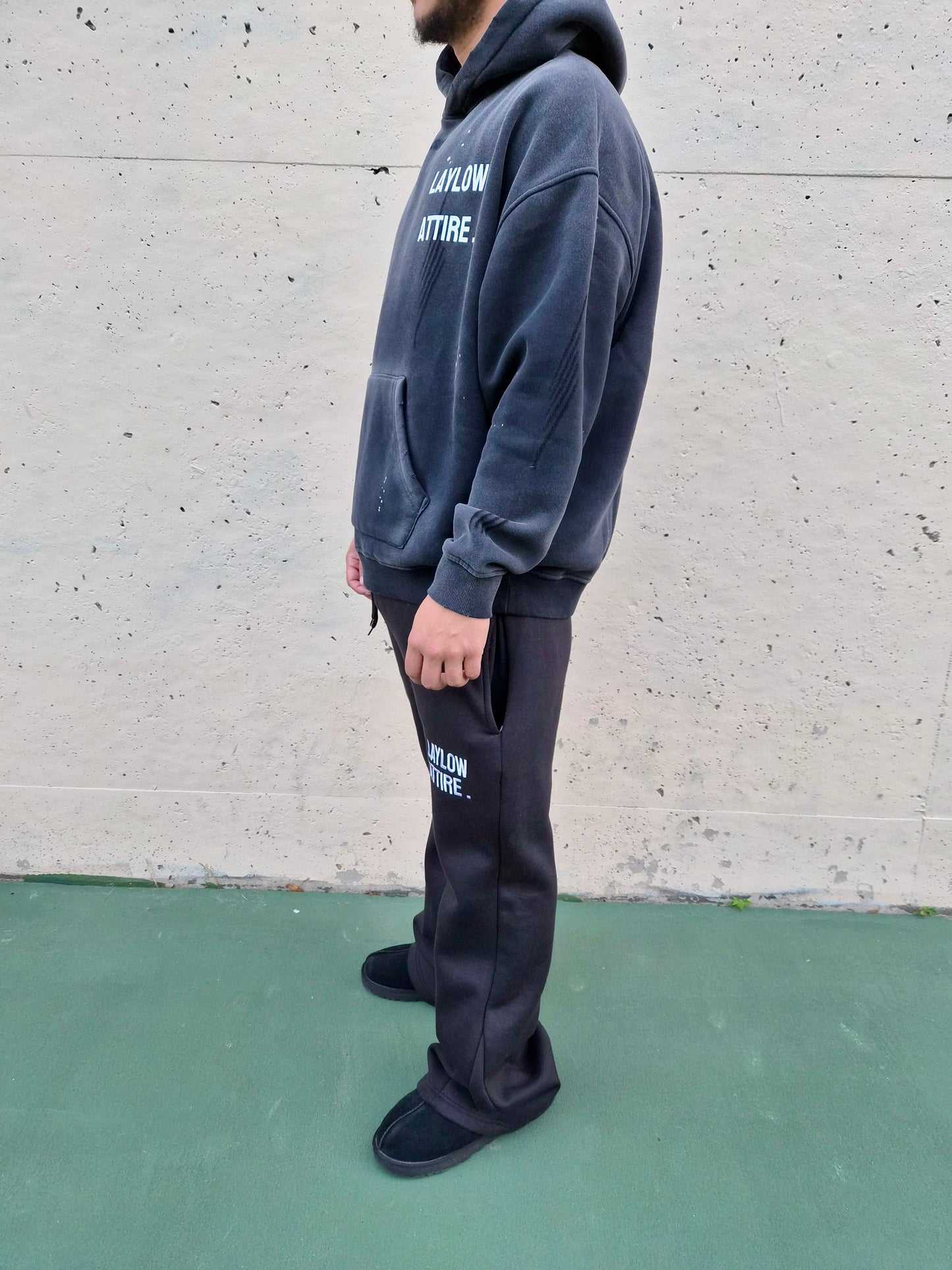 Vintage Wash Frayed Fleece Hoodie - 360 GSM