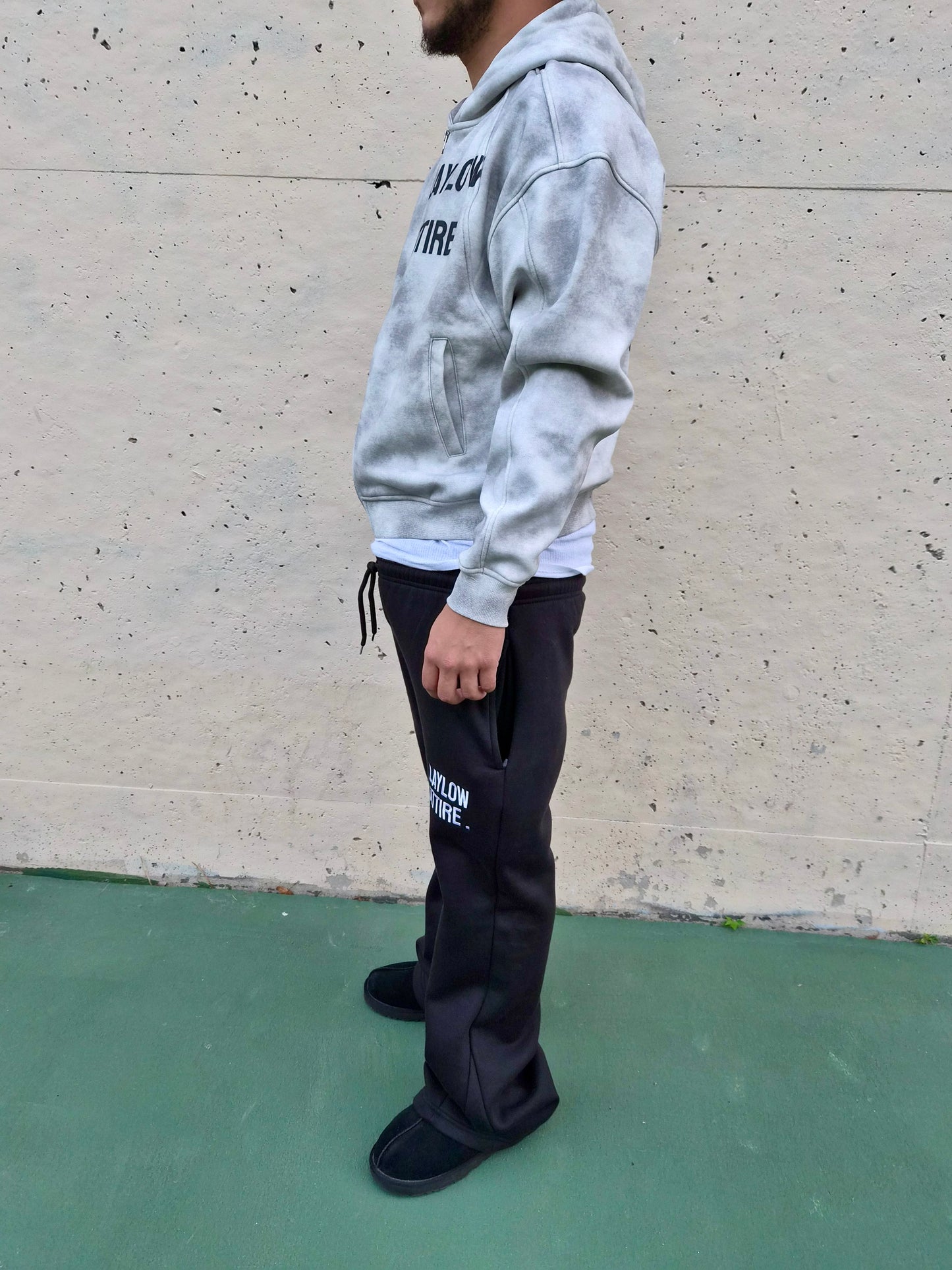 “Slight Crop” Dirty Washed Boxy Zip-up Fleece Hoodie