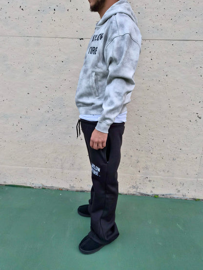 “Slight Crop” Dirty Washed Boxy Zip-up Fleece Hoodie