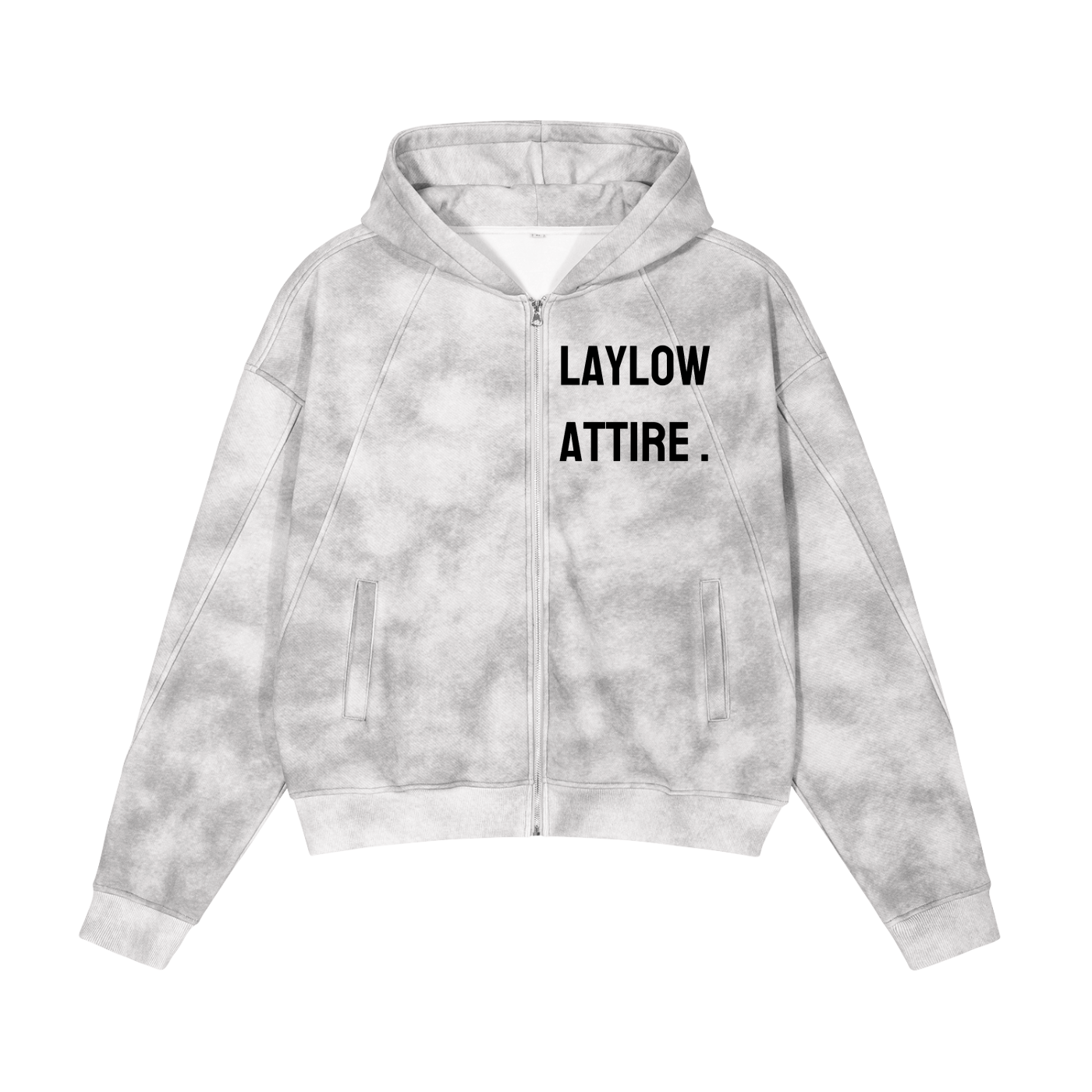 “Slight Crop” Dirty Washed Boxy Zip-up Fleece Hoodie