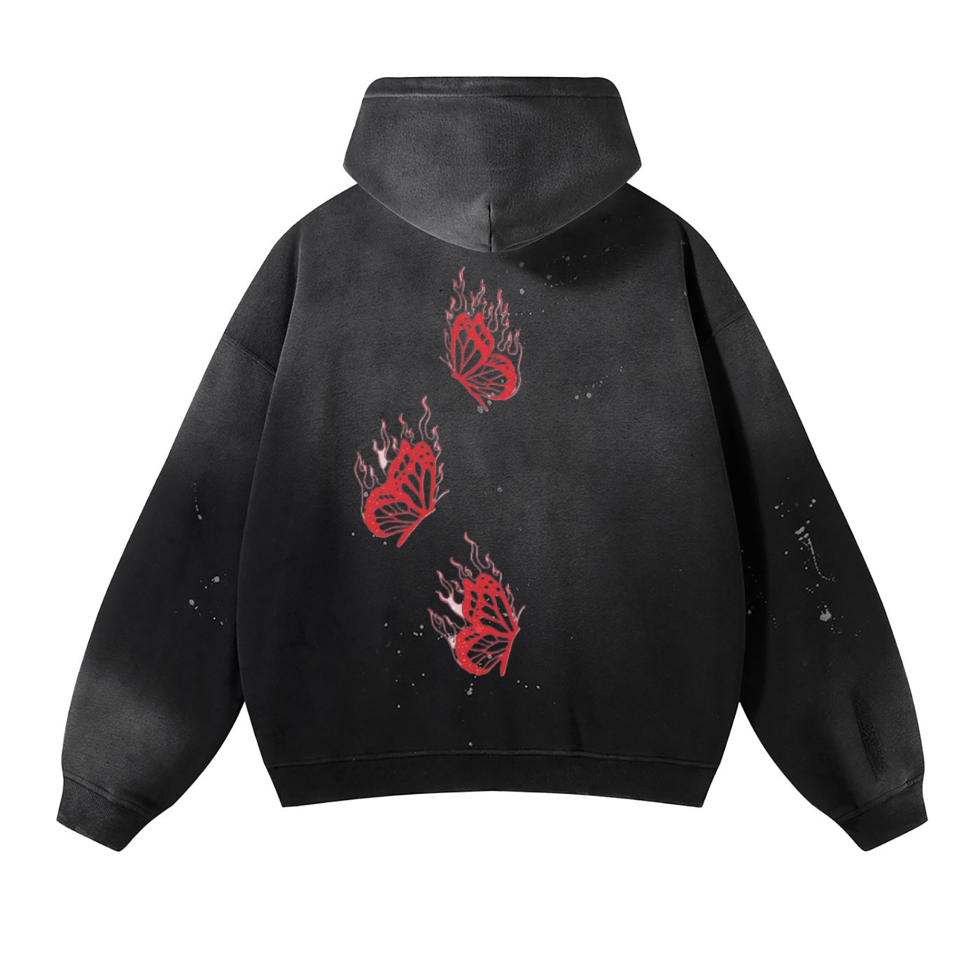 Vintage Wash Frayed Fleece Hoodie - 360 GSM