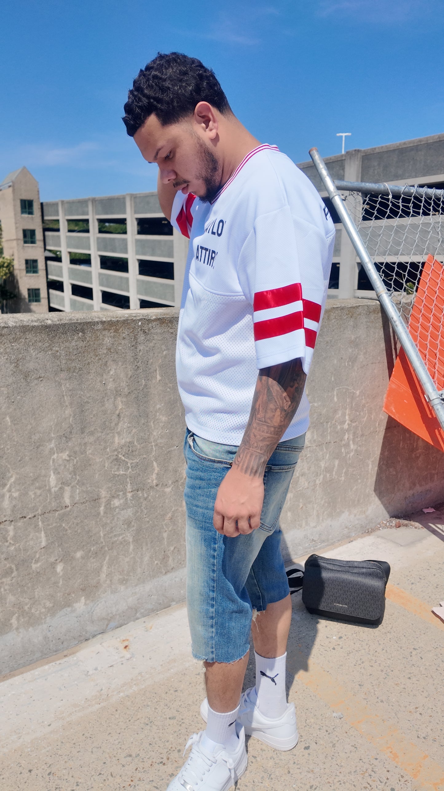 “Crop” Taped Mesh Boxy T-shirt