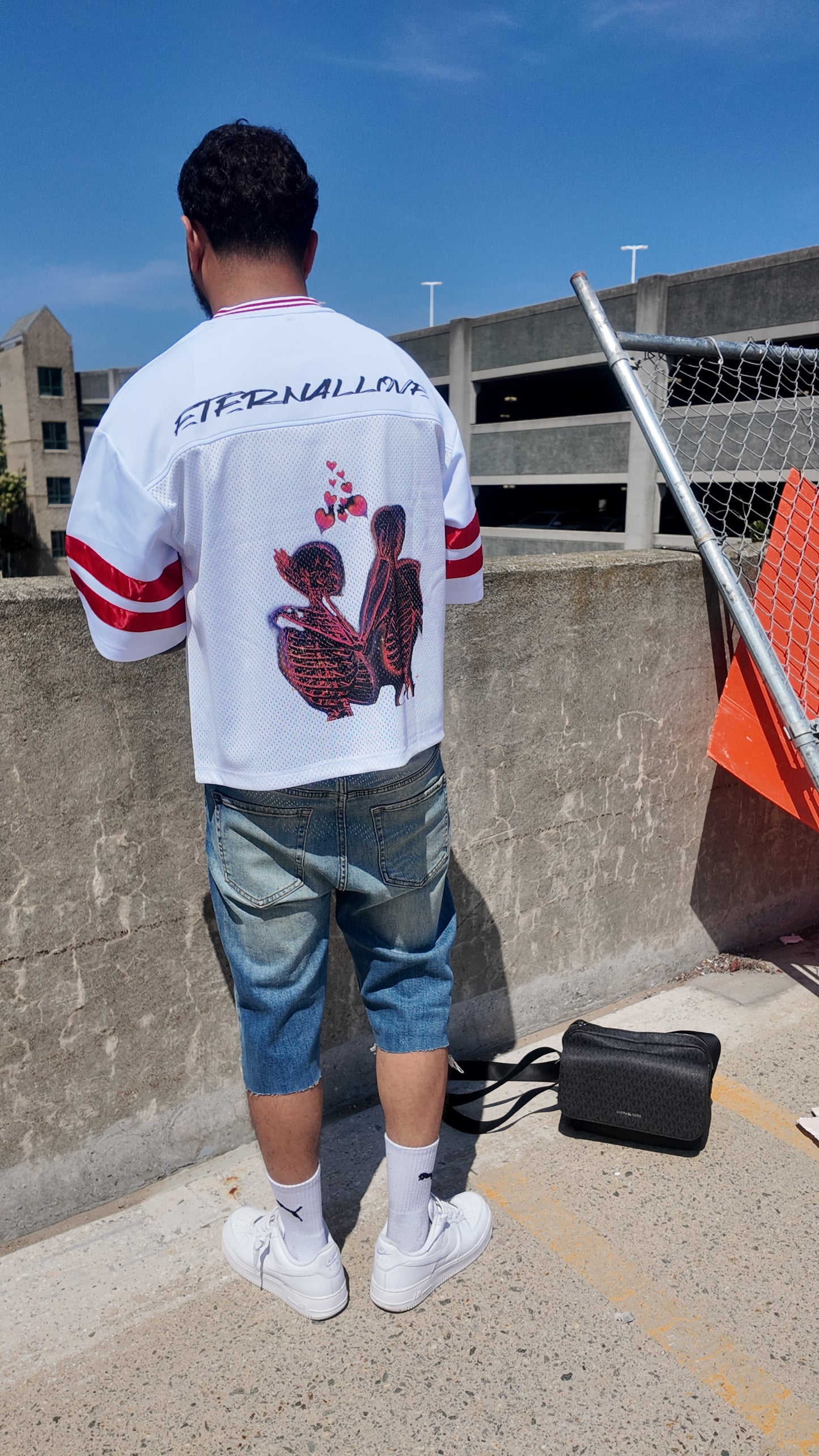 “Crop” Taped Mesh Boxy T-shirt