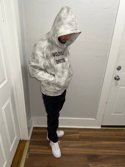 “Slight Crop” Dirty Washed Boxy Zip-up Fleece Hoodie