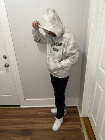 “Slight Crop” Dirty Washed Boxy Zip-up Fleece Hoodie