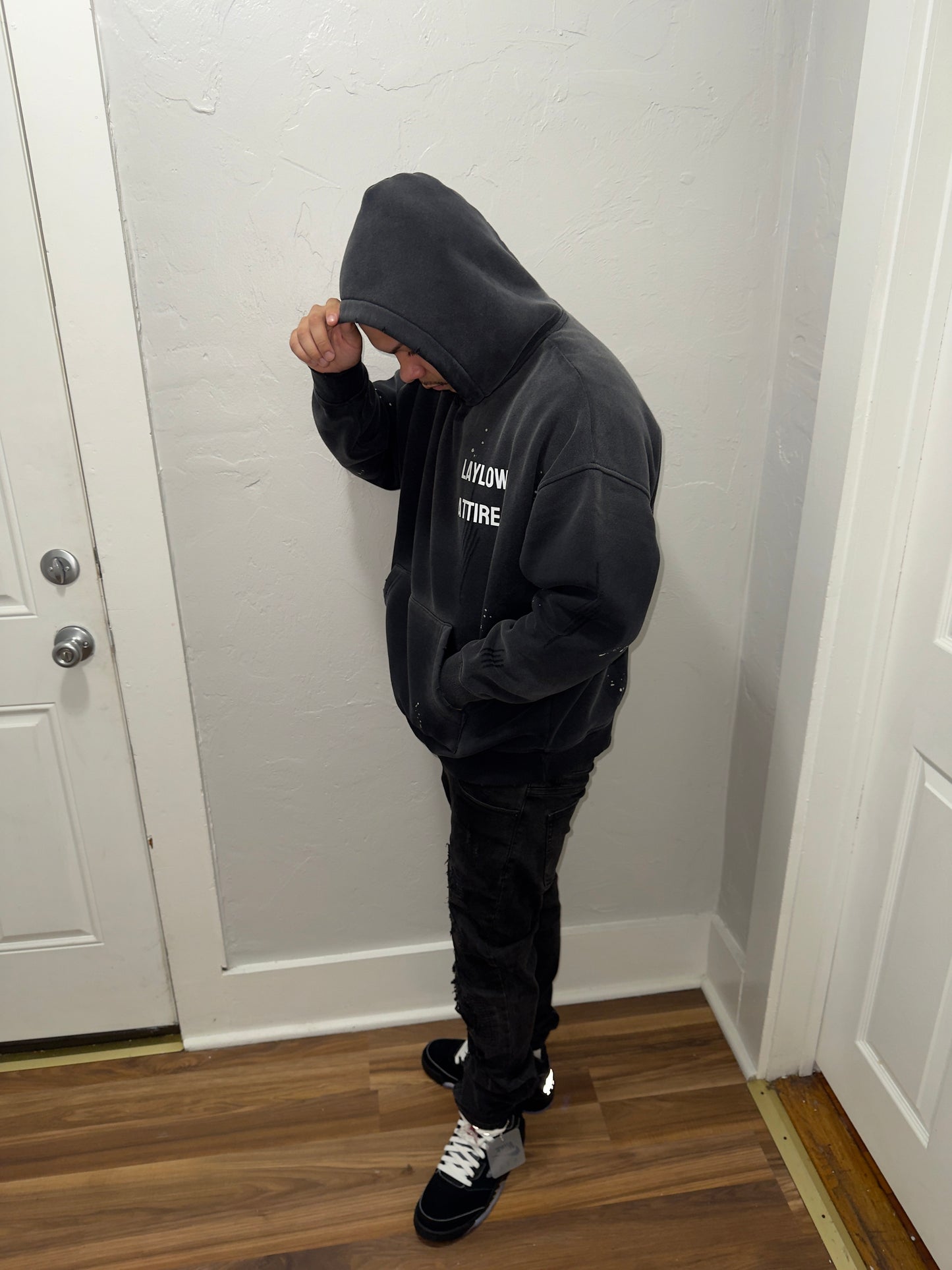 Vintage Wash Frayed Fleece Hoodie - 360 GSM